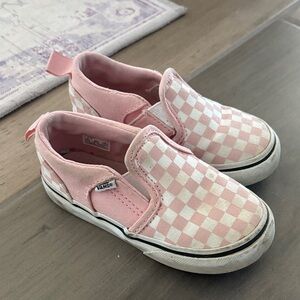 Toddler Vans Kids Pink and White Checkered Slip-On Sneakers